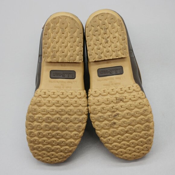 LL Bean Ladies 7 Tan Leather Brown Rubber Short Ankle Duck Boots USA Maine 06009 - Picture 9 of 12